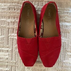 TOMS Women's Red Canvas Slip-On Shoes